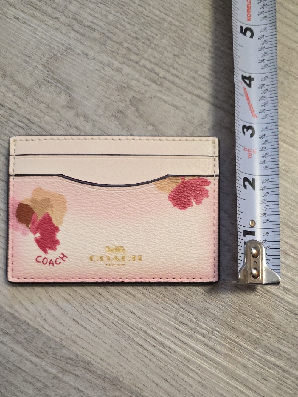 Coach Blush Pink Floral Leather Card Holder - Picture 4 of 4